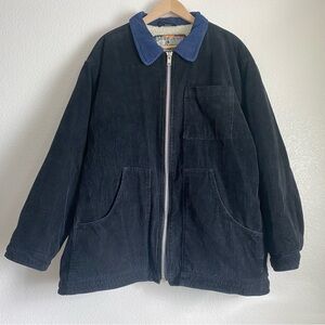 Vintage Jack King of the Mountain sherpa lined corduroy zip jacket, black/navy